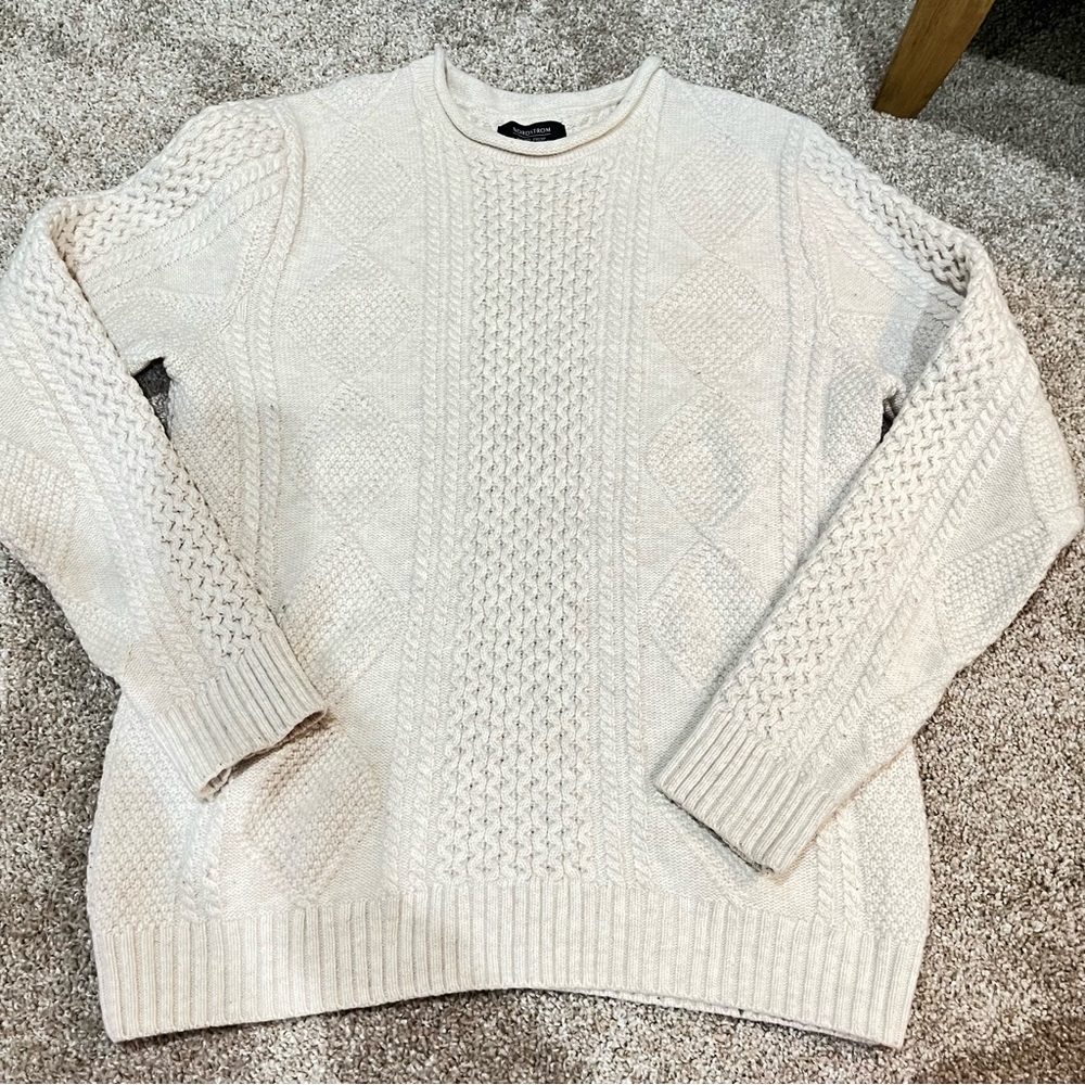 Nordstrom lambswool cable knit men’s sweater